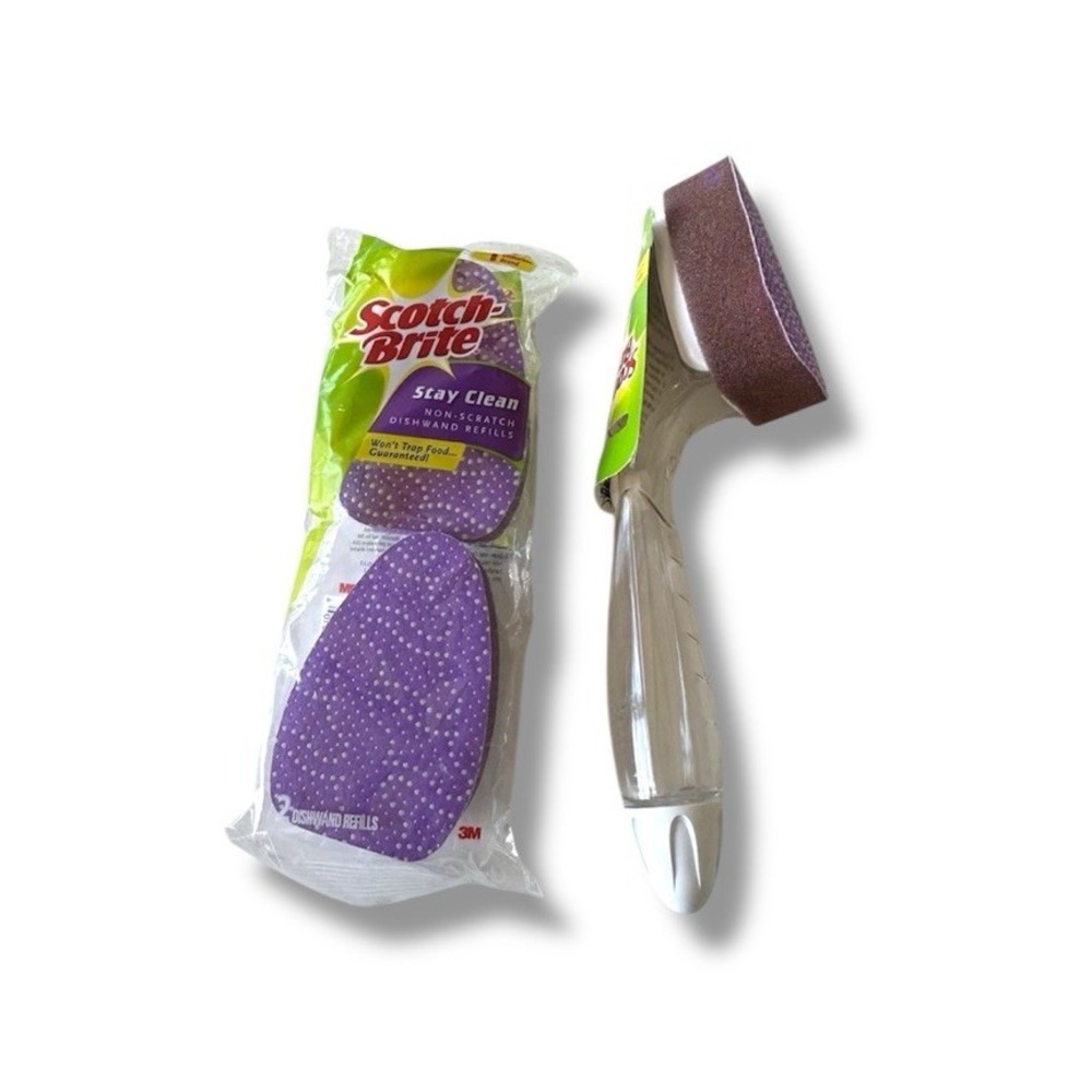 Scotch Brite Stay Clean Dishwand With Two Dishwand Refill Pads Scrubber Kitchen